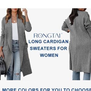 Women's Long Open Front Oversized Cardigan Coat w/ Pockets - Blazer Style